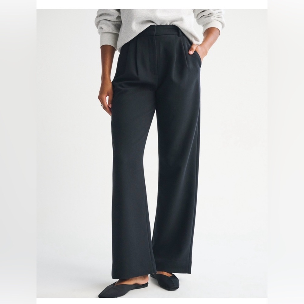 Abercrombie & Fitch Sloane Tailored Wide Leg Trousers Curve Love Navy